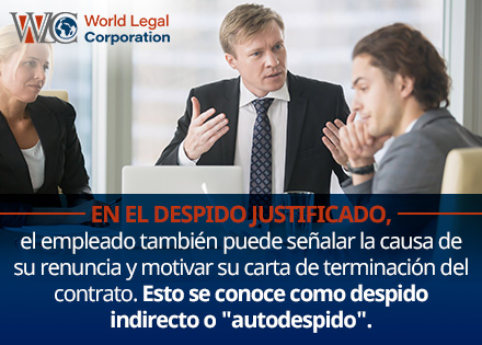 En un despido justificado, el empleado puede aplicar una causal conocida como autodespido. Joven Aplicando un Despido Justificado Ante sus Jefes.